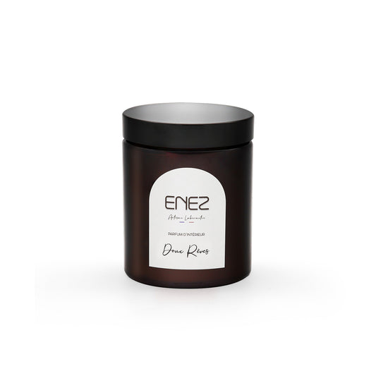 Bougie artisanale Doux Rêves, cire végétale soja et coco, fabriquée en Bretagne - Enez